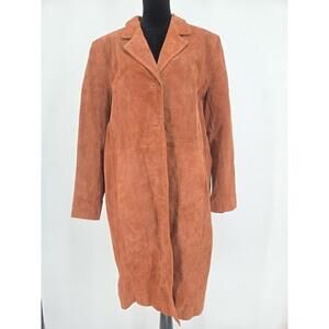 Via Accenti Design Genuine Suede Leather Tan Brown Ranch Jacket Coat Sz A6